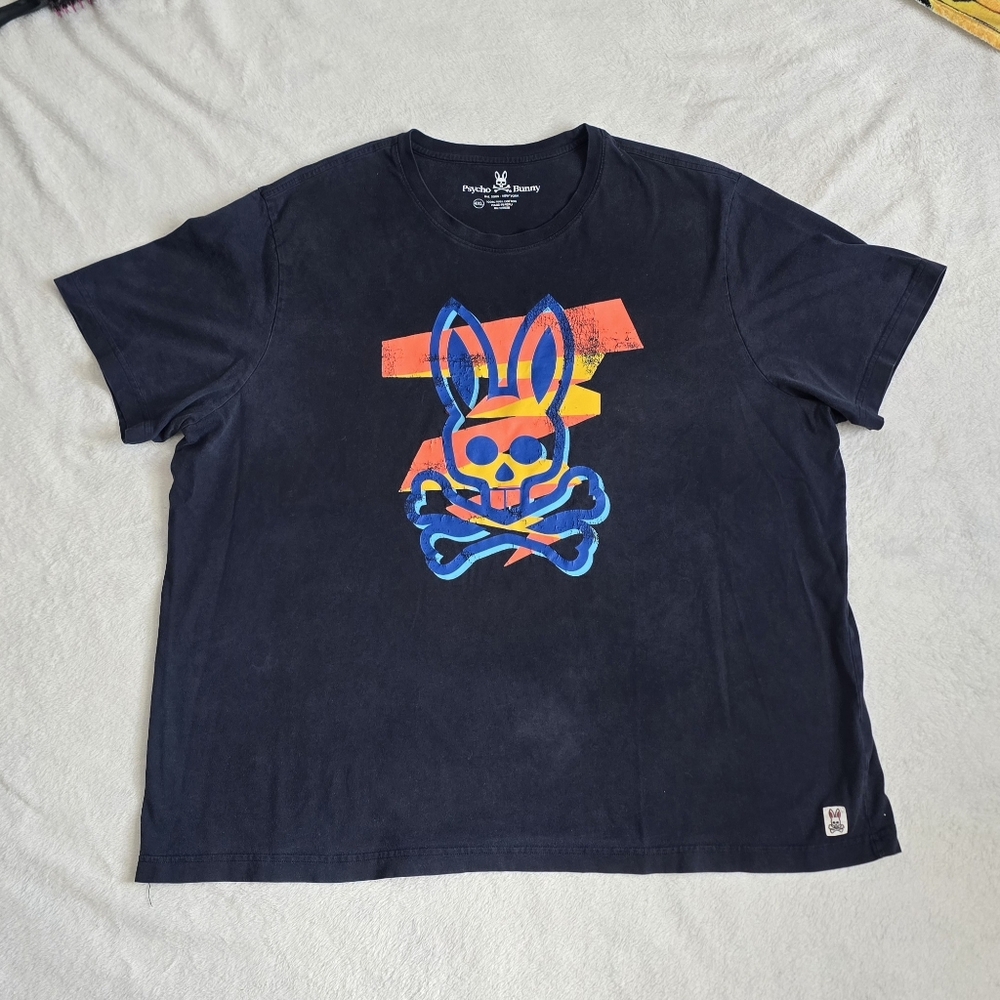 Men's Psycho Bunny T-Shirt Skull Cross Bones Tee Shirt Size 4XL 100% Pima Cotton